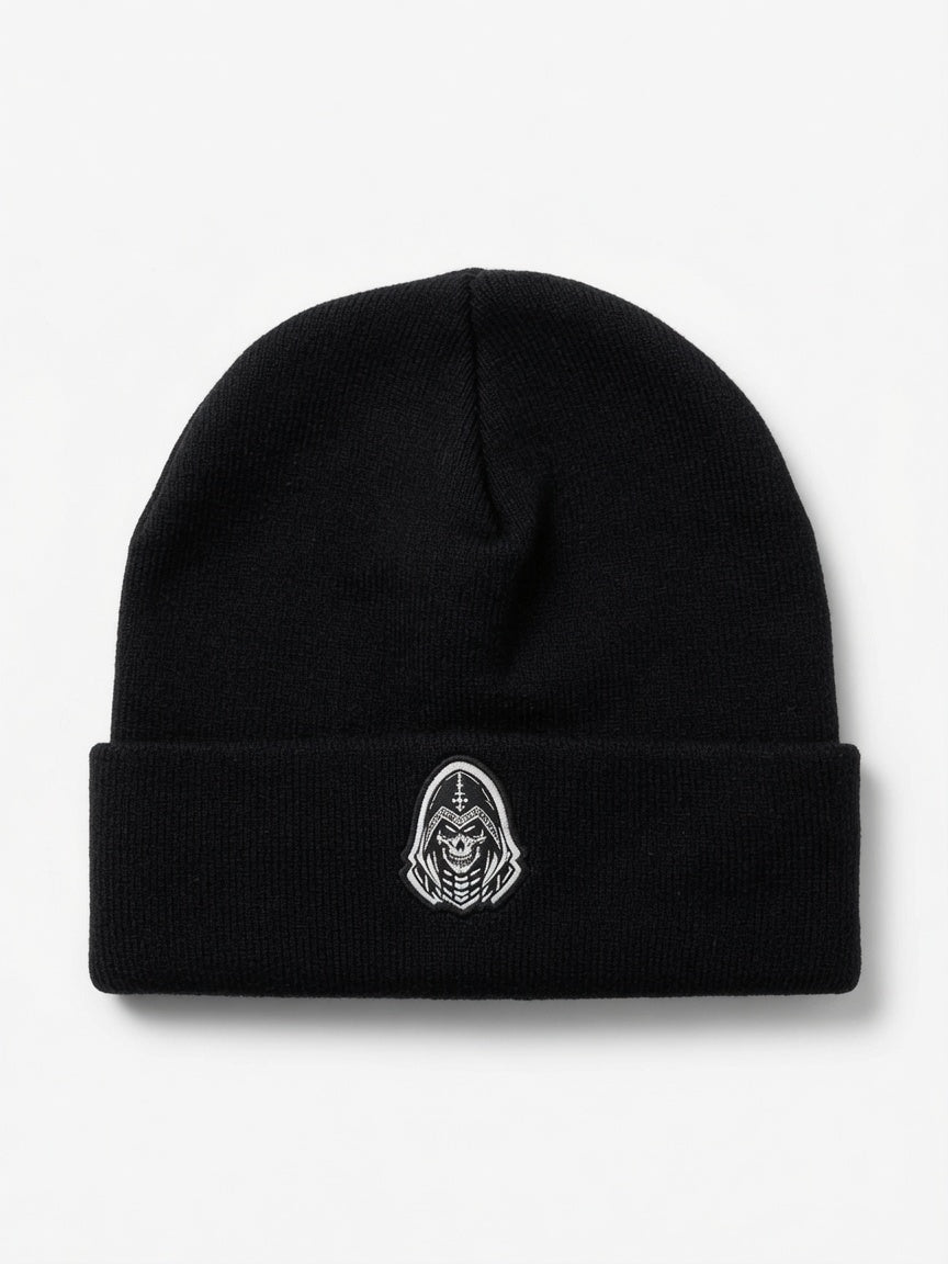Black Embroidered Beanie
