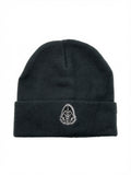 Grey Blue Embroidered Beanie