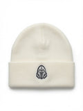 White Embroidered Beanie